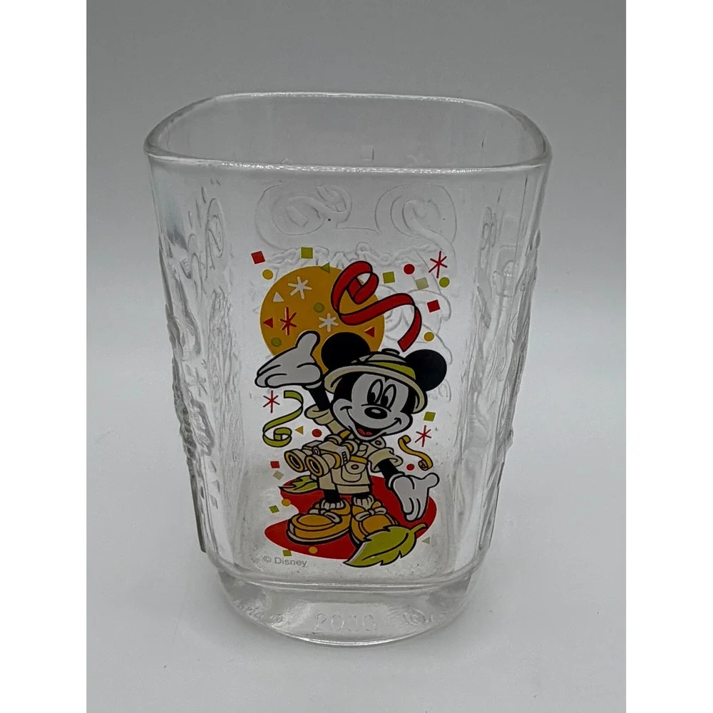 Disney World 2000 McDonald's Glass Safari Mickey Mouse Souvenir Tumbler Clear
